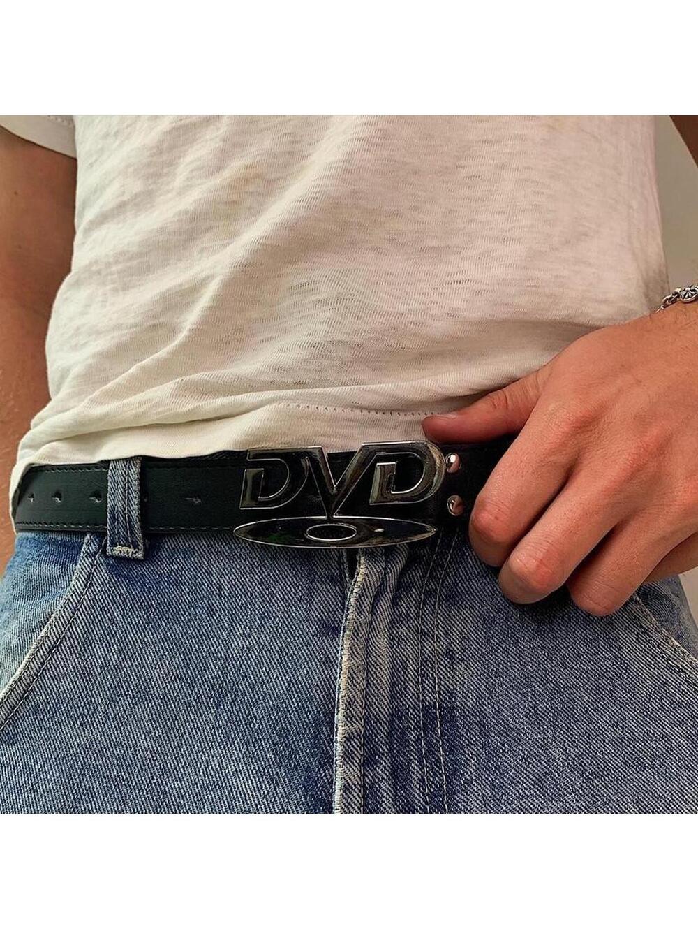 DVD Belt Buckle black leather belt. Very cool unique belt. Y2k style. 39 inches